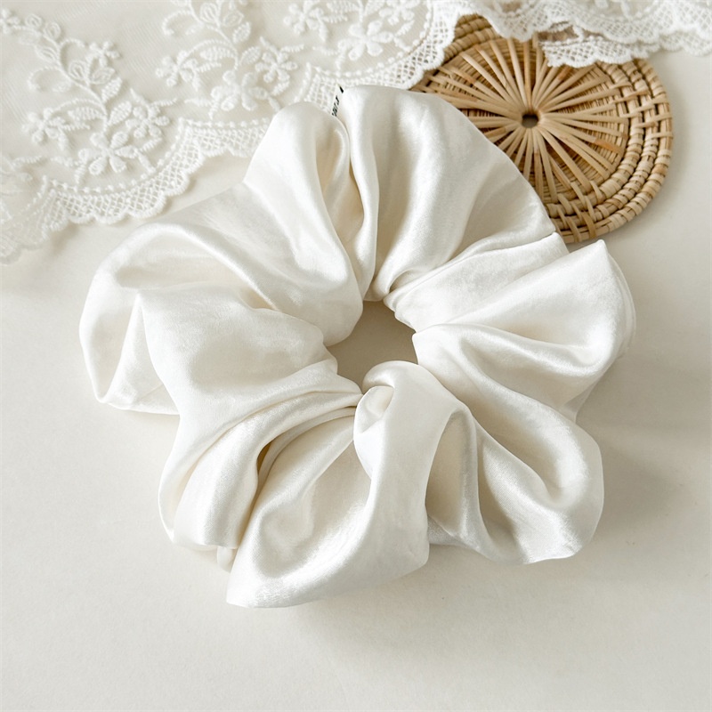 Women's Large Satin Elastic French Hair Tie Simple Solid Colors