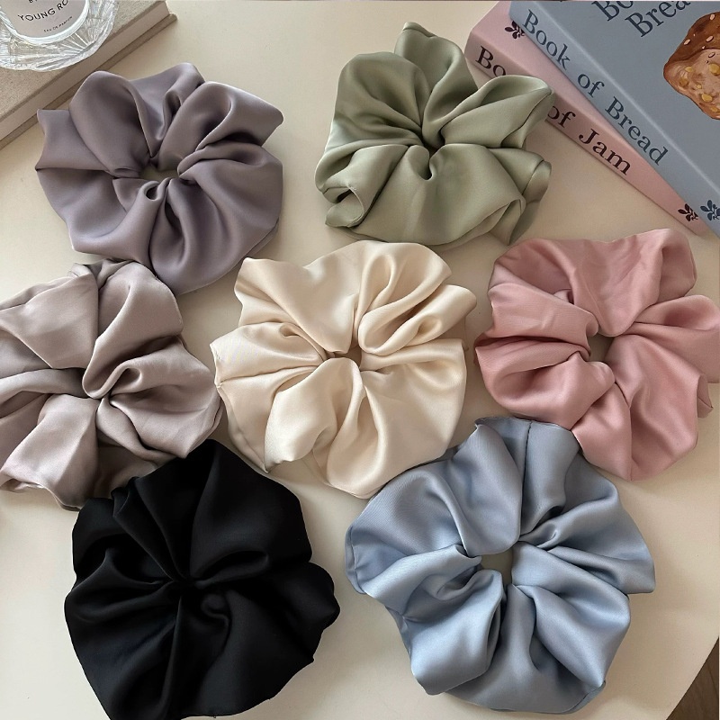 Women's Elegant Satin Banquet Hair Tie Scrunchie Solid Color