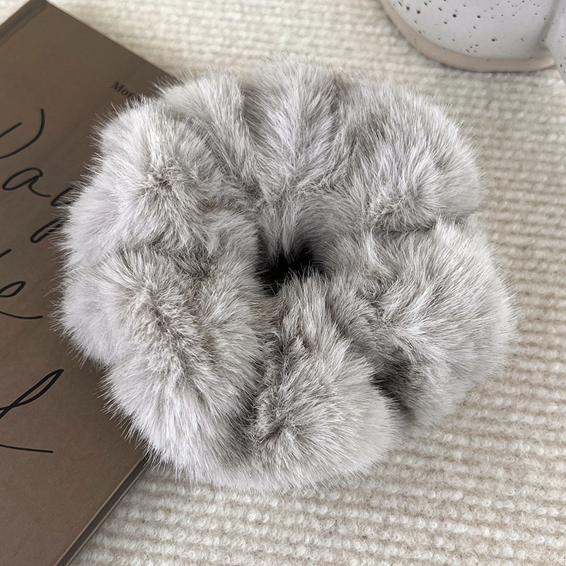Women's Retro Imitation Mink Plush Daily Hair Scrunchie Solid Color