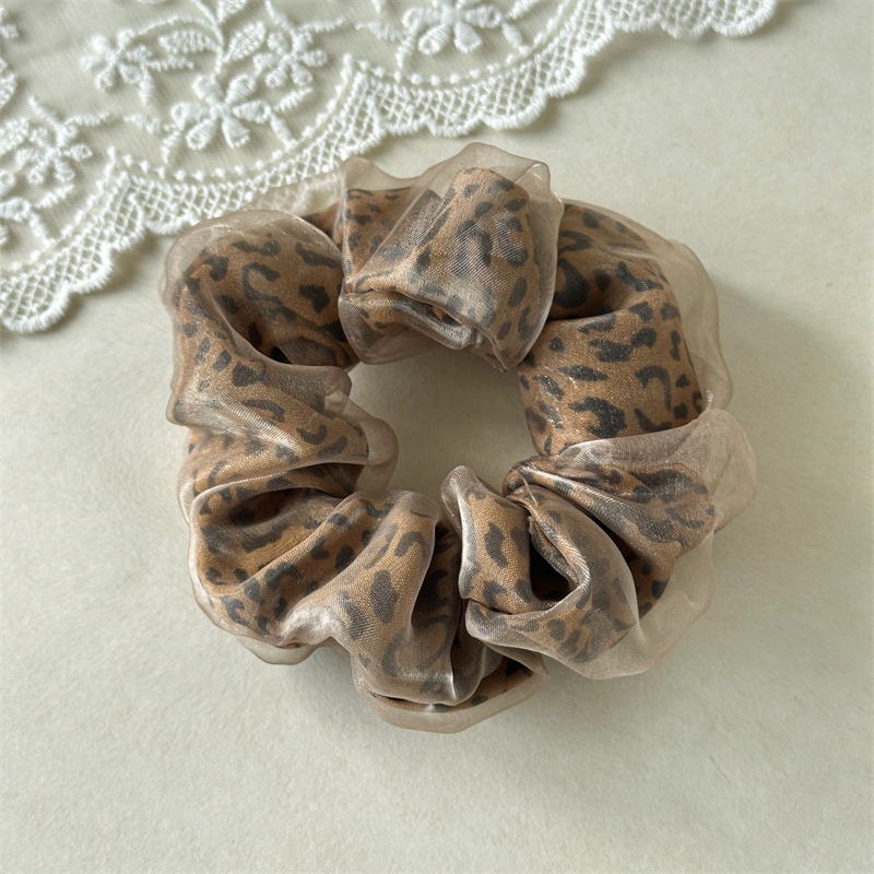 Women's Winter Soft Gauze Hair Tie Accessories Retro Leopard Print