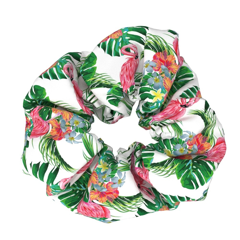 Women's Elegant Flamingo Fabric Hair Bands Sweet Versatile Cloth Scrunchies