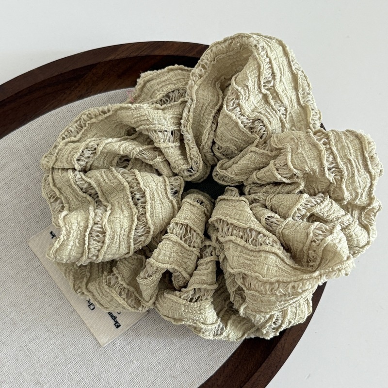 Women's French Soft Lace Bubble Cloud Hair Ties Elegant Solid Color Scrunchies