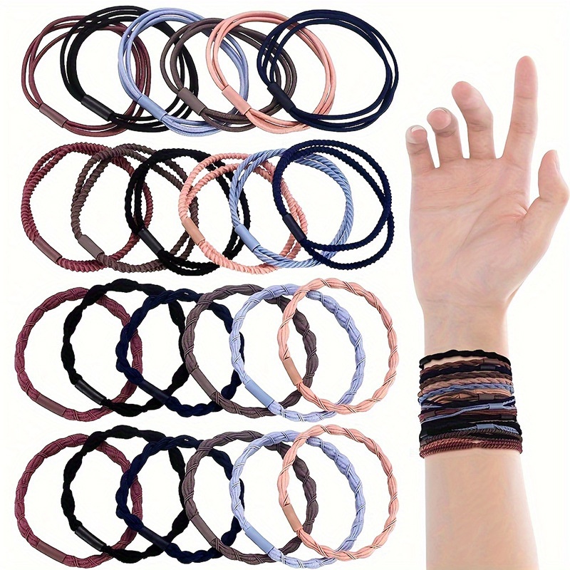 Women's High Elastic Woven Daily Hair Ties Mixed Material Solid Colors