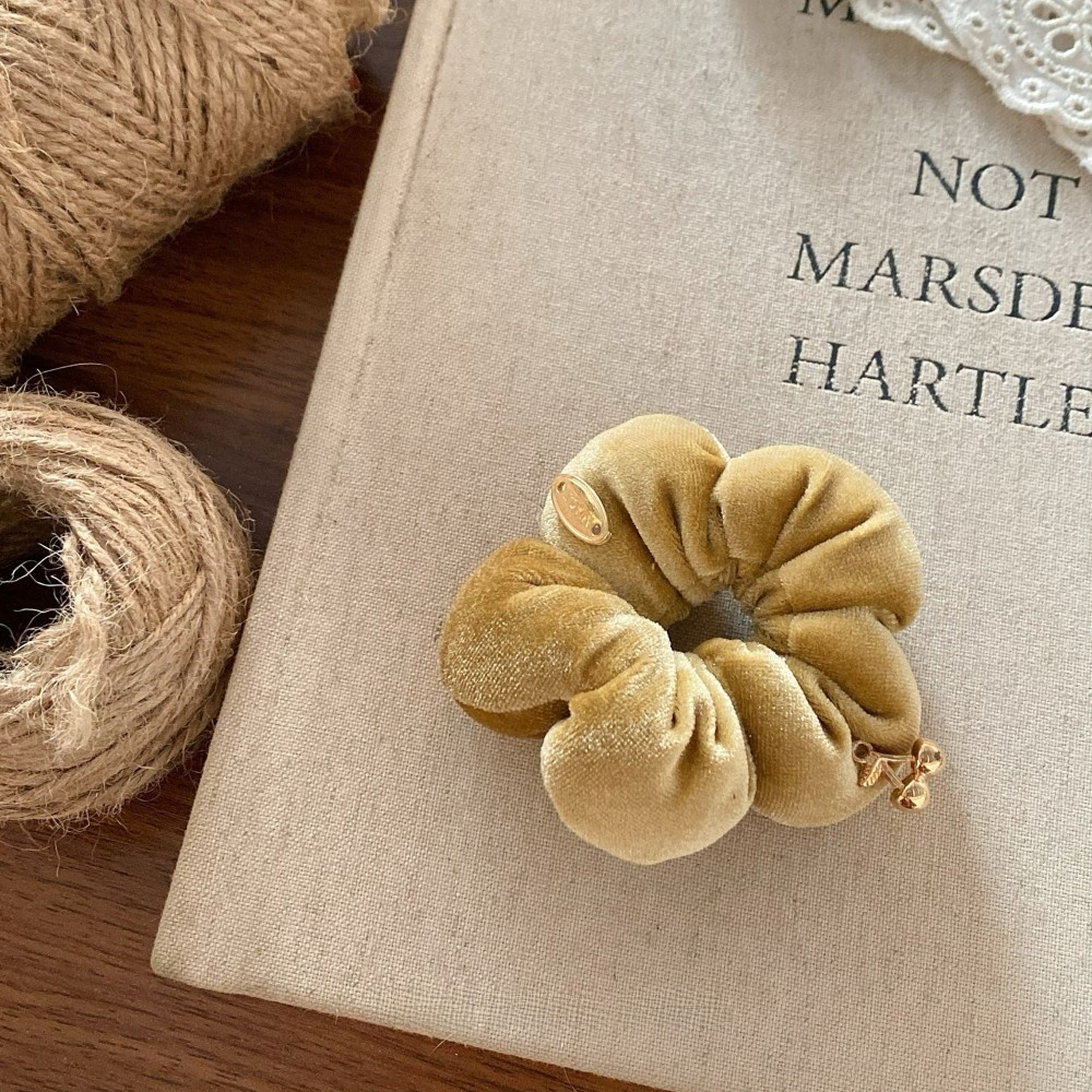 Women Seasonal Velvet Elastic Hairband Gold Foil Floral Solid Color