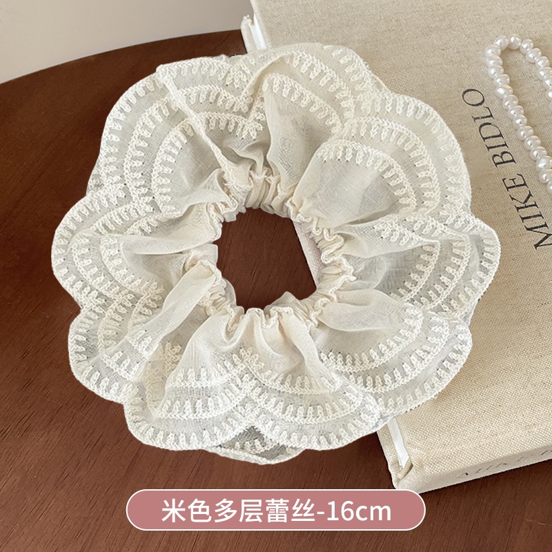 Women's Spring High-End Silky Pleated Pearl Streamer Large Hair Ring