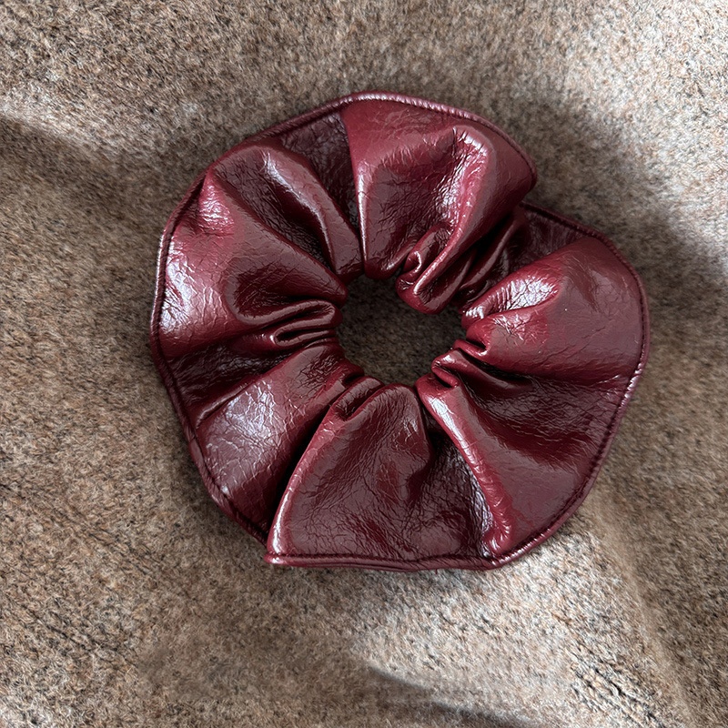 Women's Luxury Leather Lazy Bun Elastic Hair Bands Solid Colors