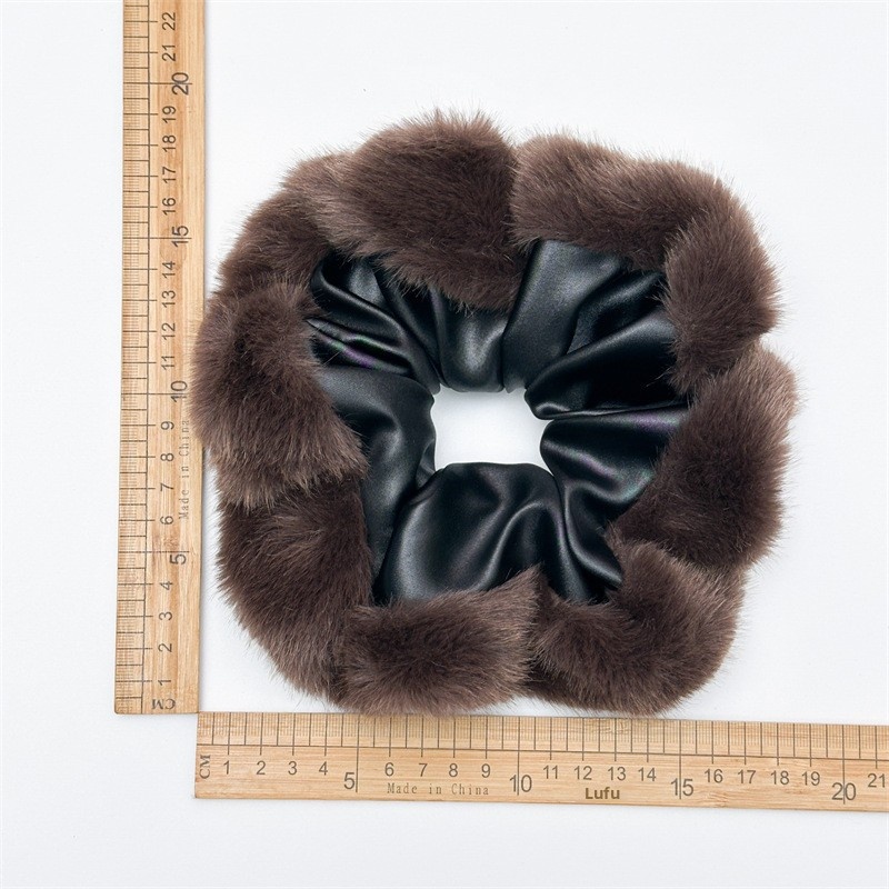 Women's Autumn Winter Plush Polyester Hair Tie Simple Black Coffee