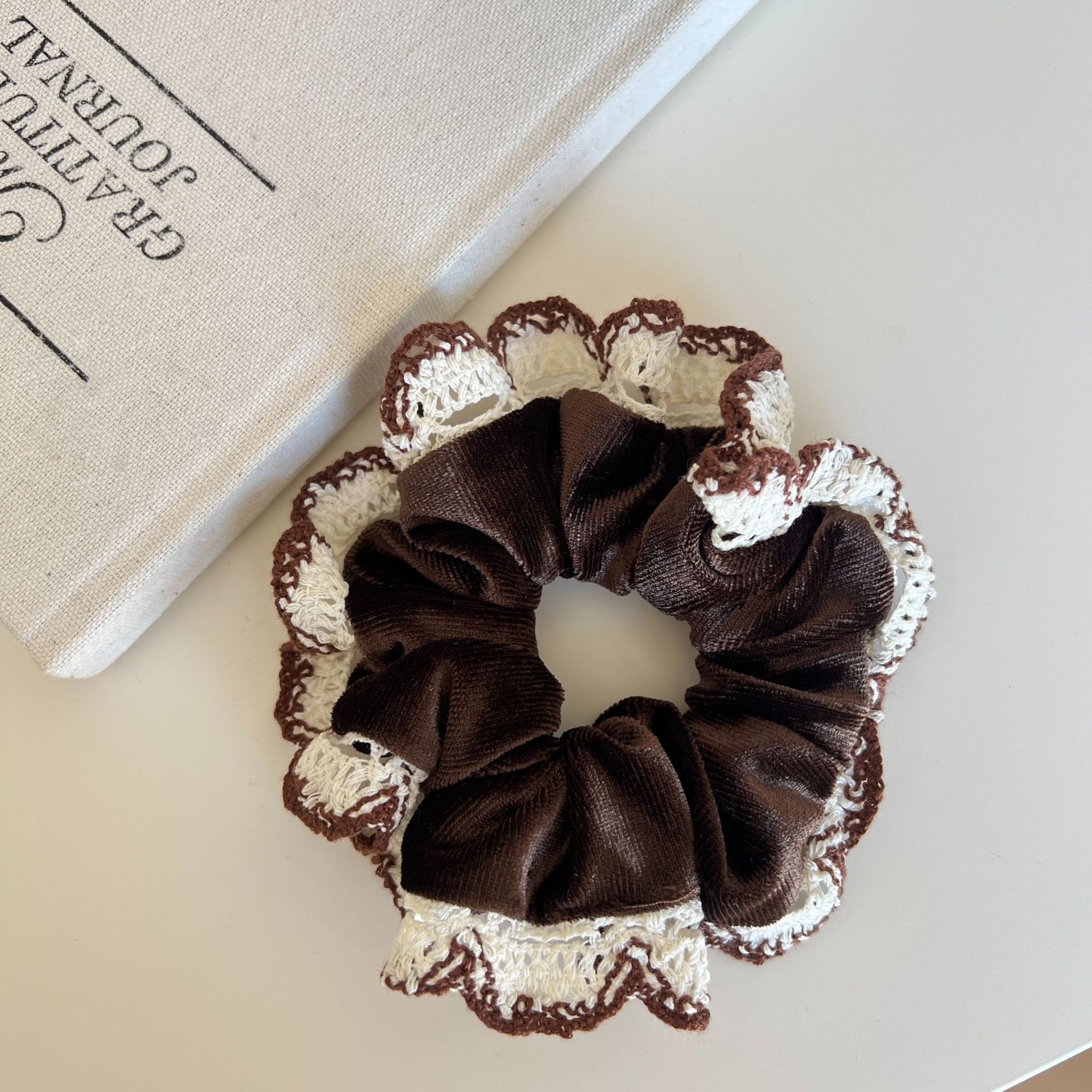 Women's Elegant Ballet Style Large Hair Scrunchie Transparent Mesh Lace