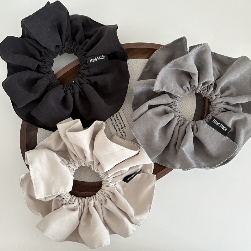 Women's Fabric Flower Bud Low Ponytail Elastic Hair Tie Pure Color