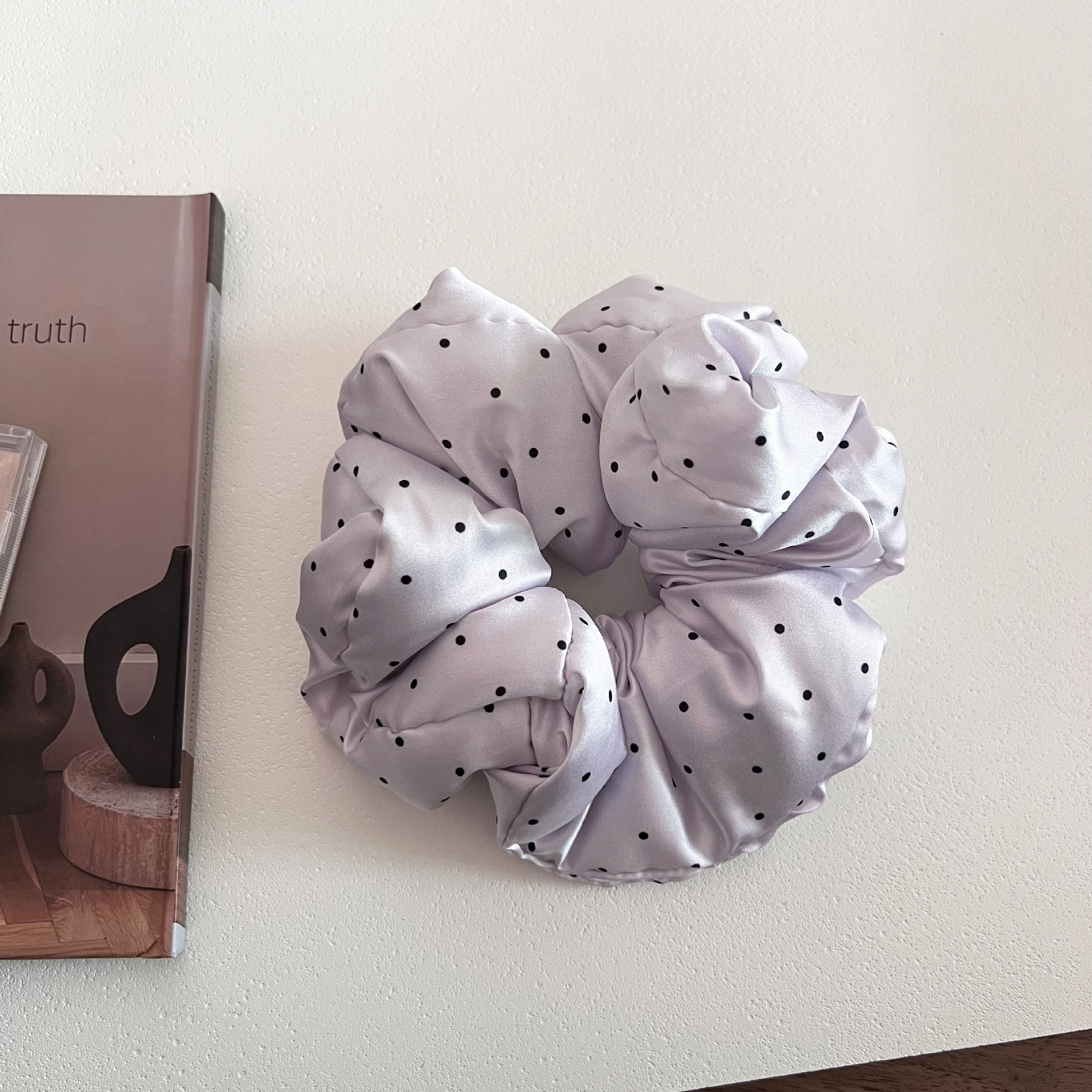 Women's Soft Satin French Low Bun Hair Tie Accessory Polka Dots