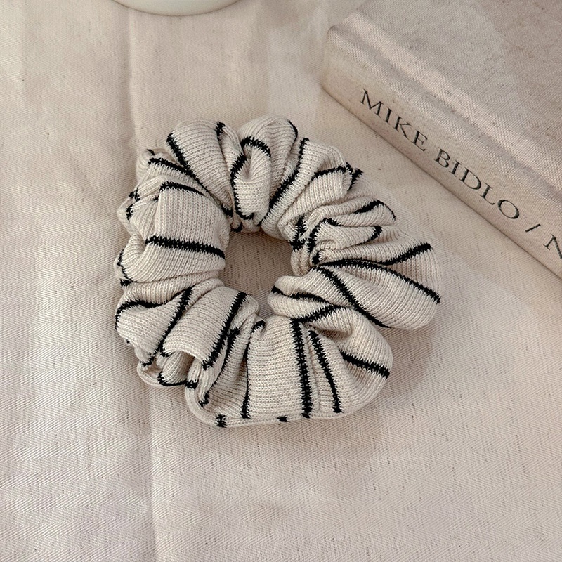 Women's Simple Striped Cloth Hair Tie, High Elasticity Ponytail Holder