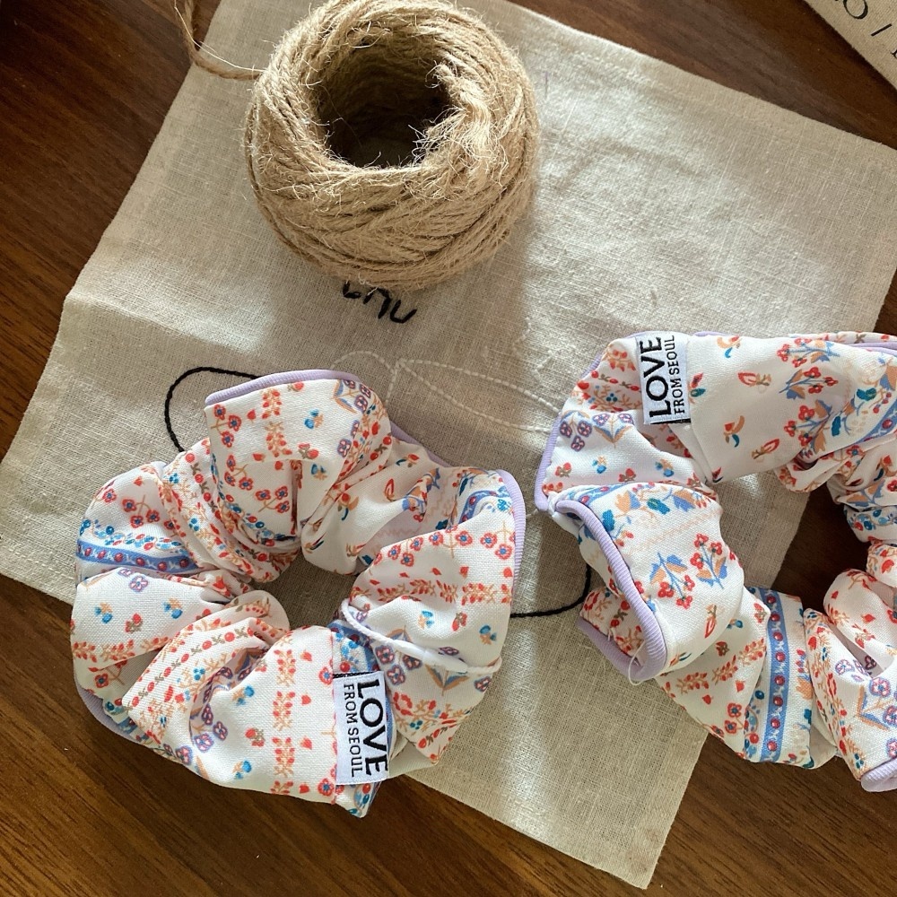 Women's Spring Summer Fabric Hair Tie Multicolor Pink White Floral