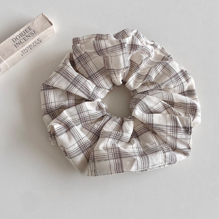 Women's Spring Casual Cloth Hair Band Tie Black And White Plaid
