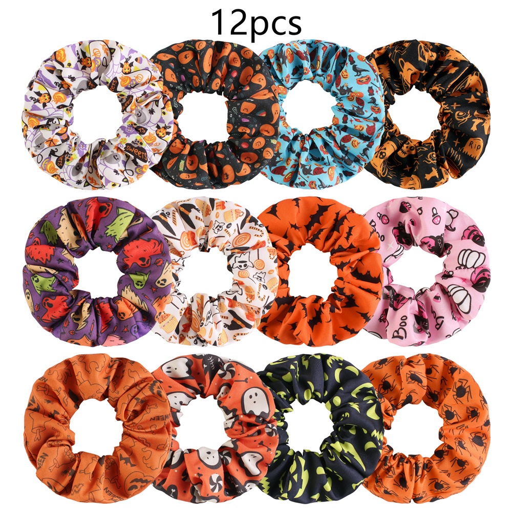 Women's High Elastic Cloth Hair Ties Halloween Cartoon Solid Color