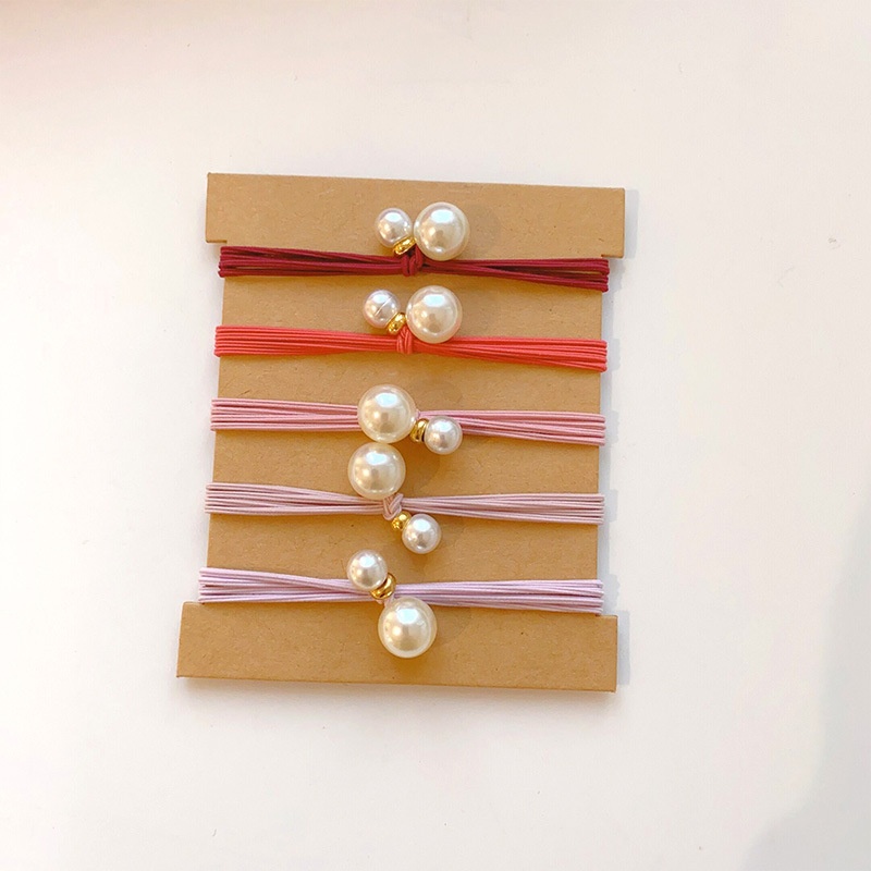 Women's Handmade Pearl Hair Ties Elastic Polyester Daily Bands Graduated Color