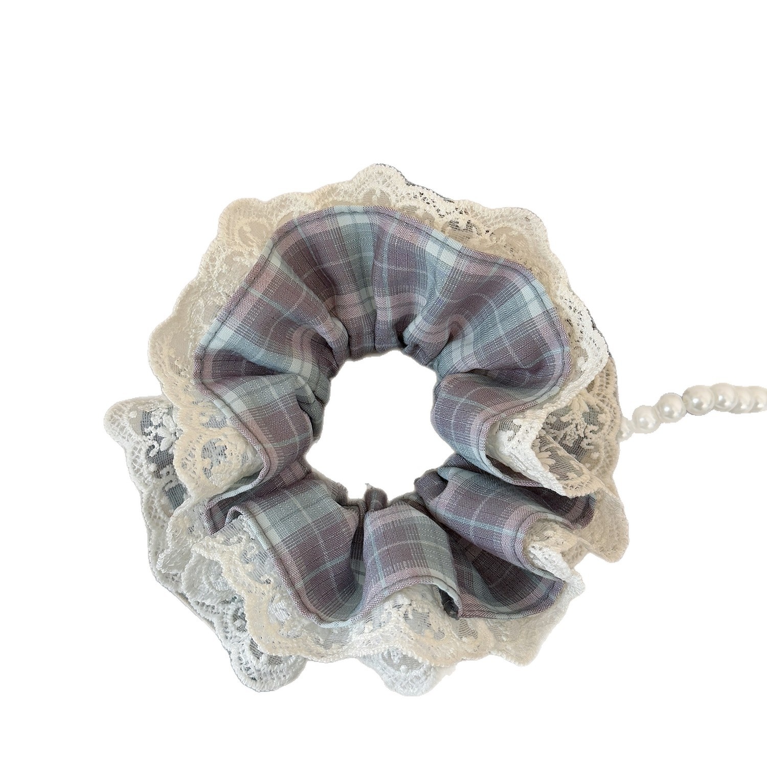 Women's Sweet Spring Casual Lace Hair Tie Accessory Coffee Plaid