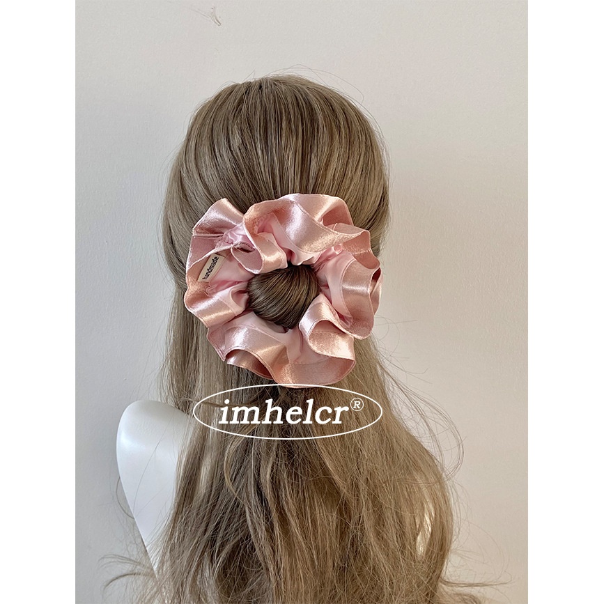 Women's French Style Spring Satin Hair Tie Scrunchie Solid Color