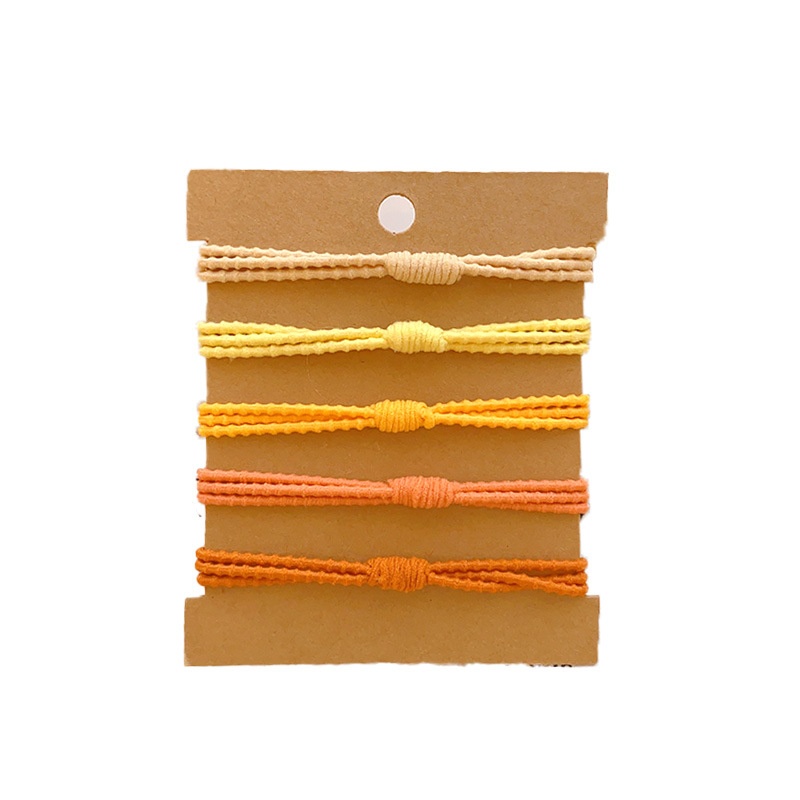 Women's High Elastic Polyester Bean Knot Hair Tie Set Gradient Color