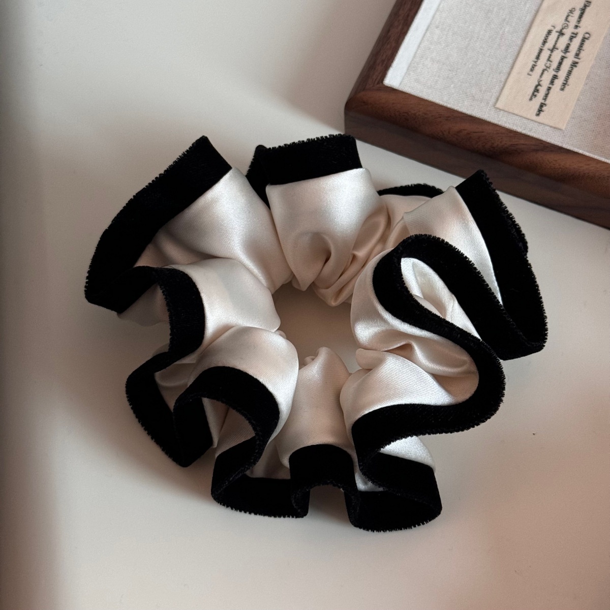 Women's Retro Velvet Satin Large Bow Hair Tie Headband Color Block