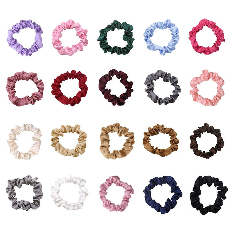 Women Versatile French Satin Hair Ties Daily Wear Solid Multi-Color