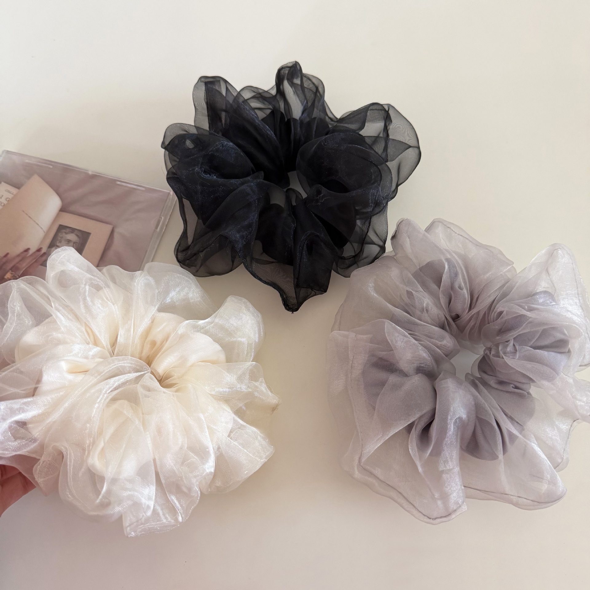 Women's Elegant Fairy Style Gauze Hair Tie Comfortable Solid Color Scrunchie