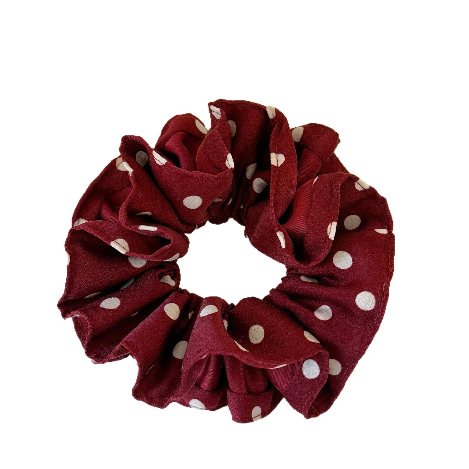 Women's French Red Polka Dot Double Layer Hair Band New Year Cloth Hair Tie