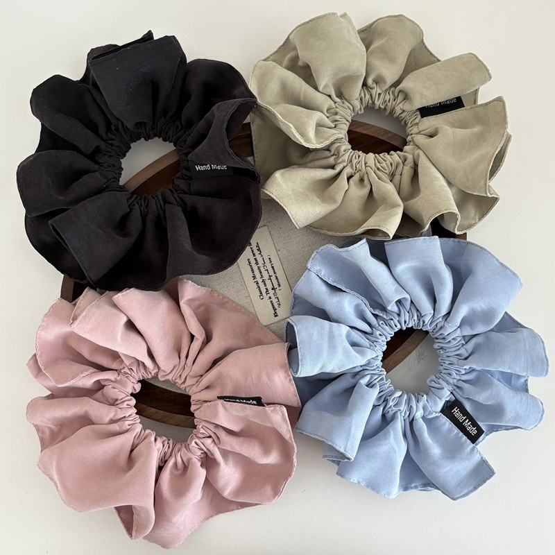 Women's Fabric Flower Bud Low Ponytail Elastic Hair Tie Pure Color