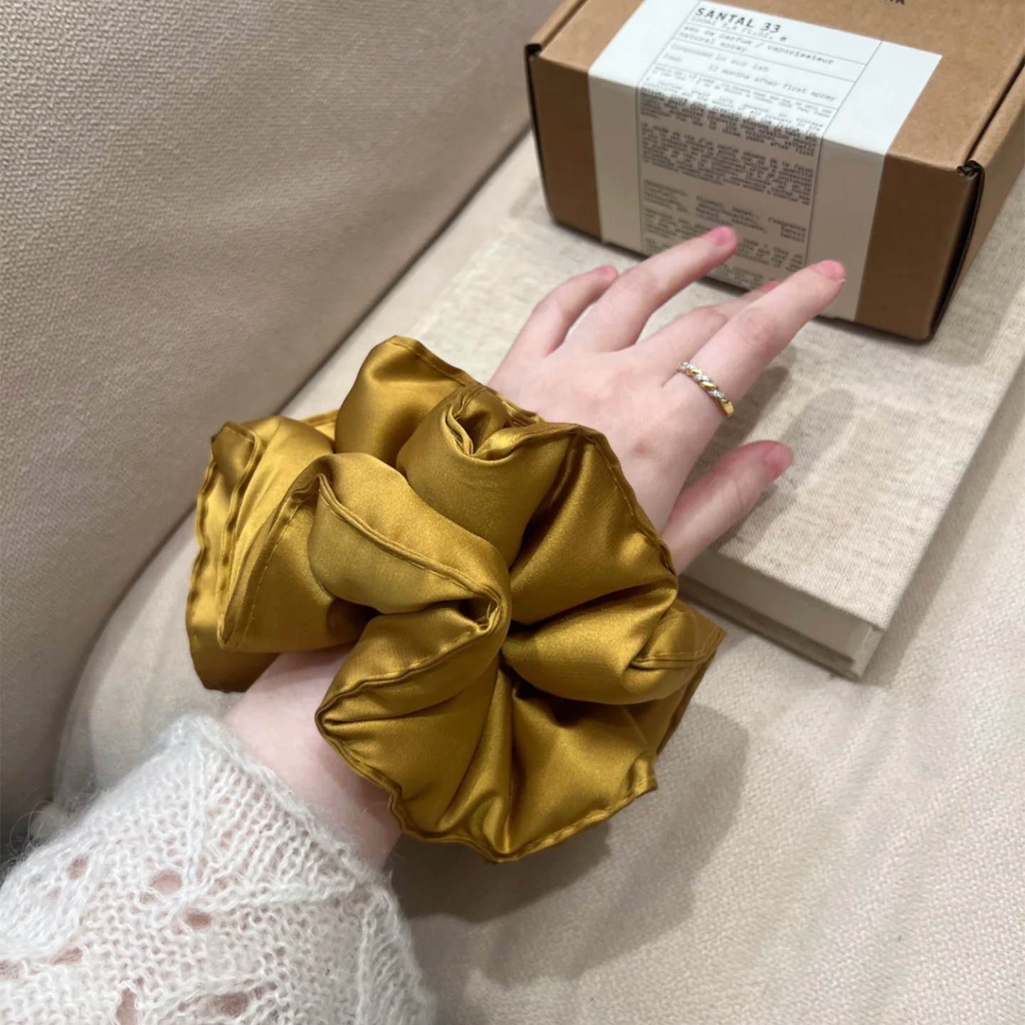 Women's Soft Satin Hair Tie Elegant Scrunchie For All Seasons Solid Color