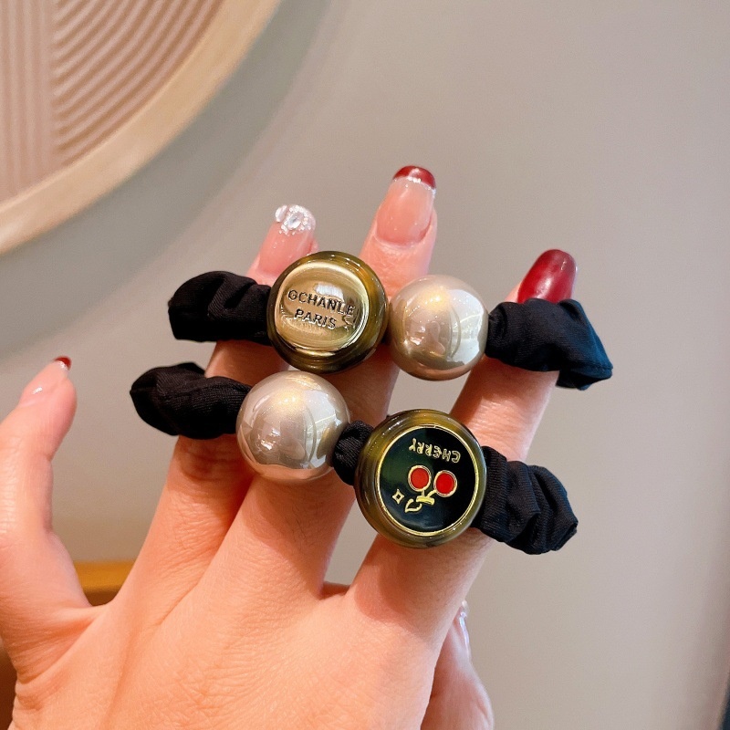 Women's All-Season Cloth Hairband Valentine Gift Black Pearl Letter