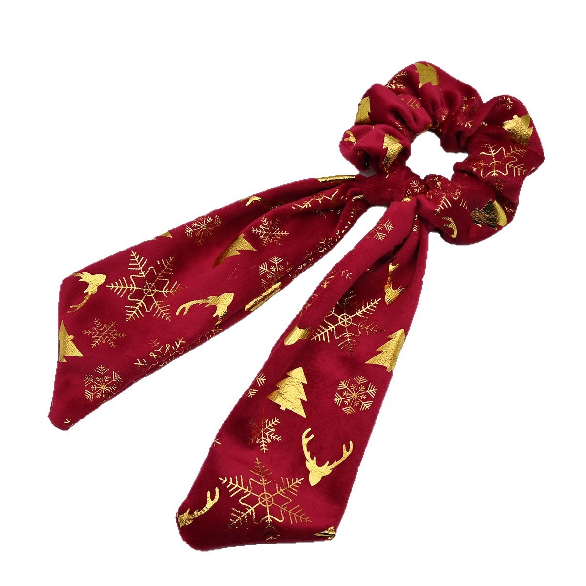 Women's Christmas Plush Ribbon Hair Tie High-End Elastic Festive Hair Rope