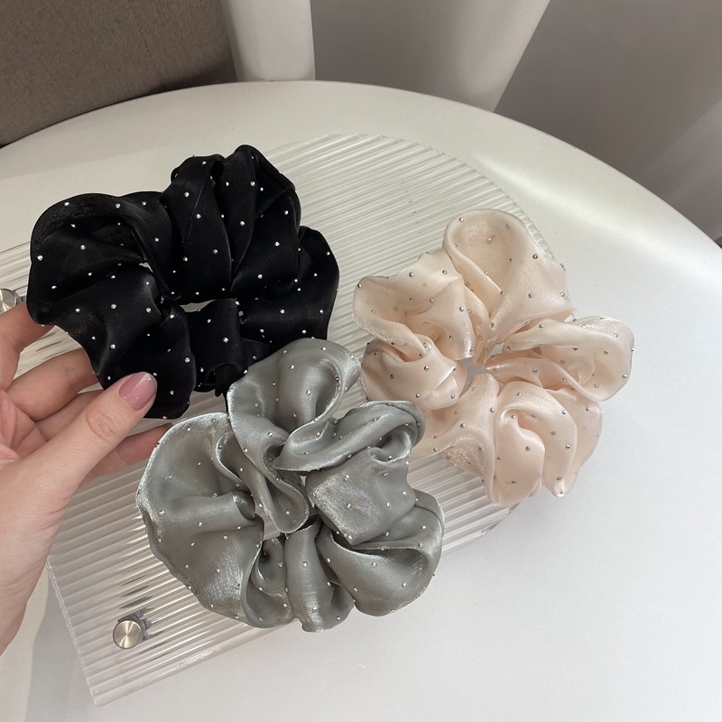 Women's Daily Handmade Rhinestone Satin Scrunchie Hair Tie Solid Color