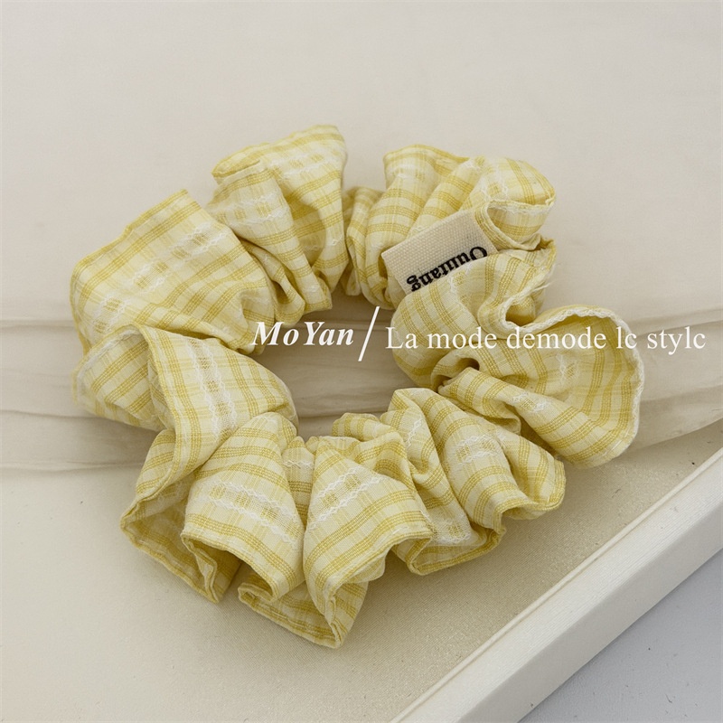 Women's Sweet Spring Cloth Hair Tie Accessory Yellow & Green Plaid