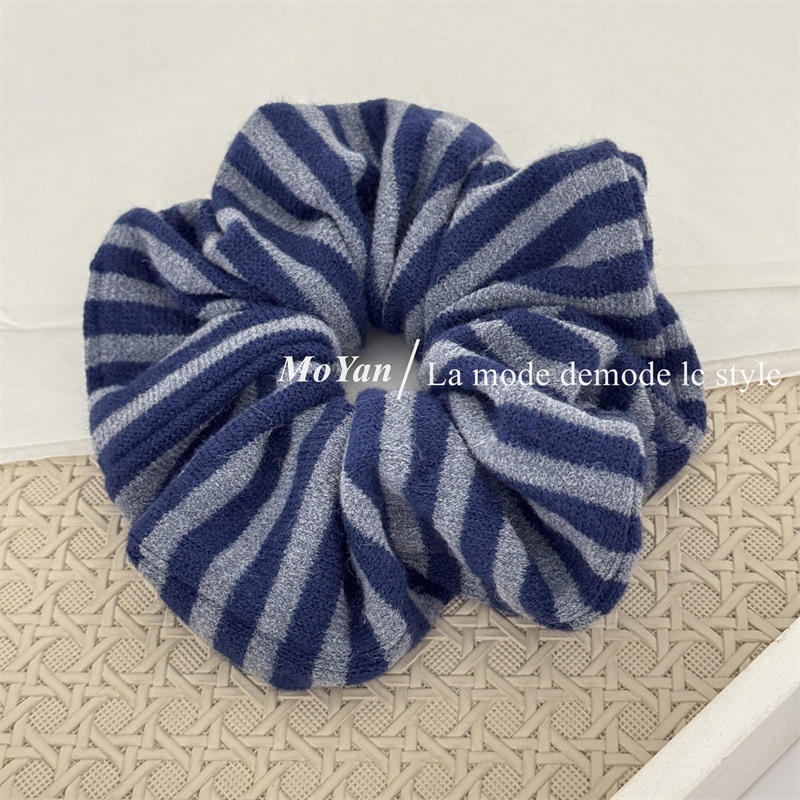 Women's Soft Knitted Winter Hair Ties Retro Stripe Color Block