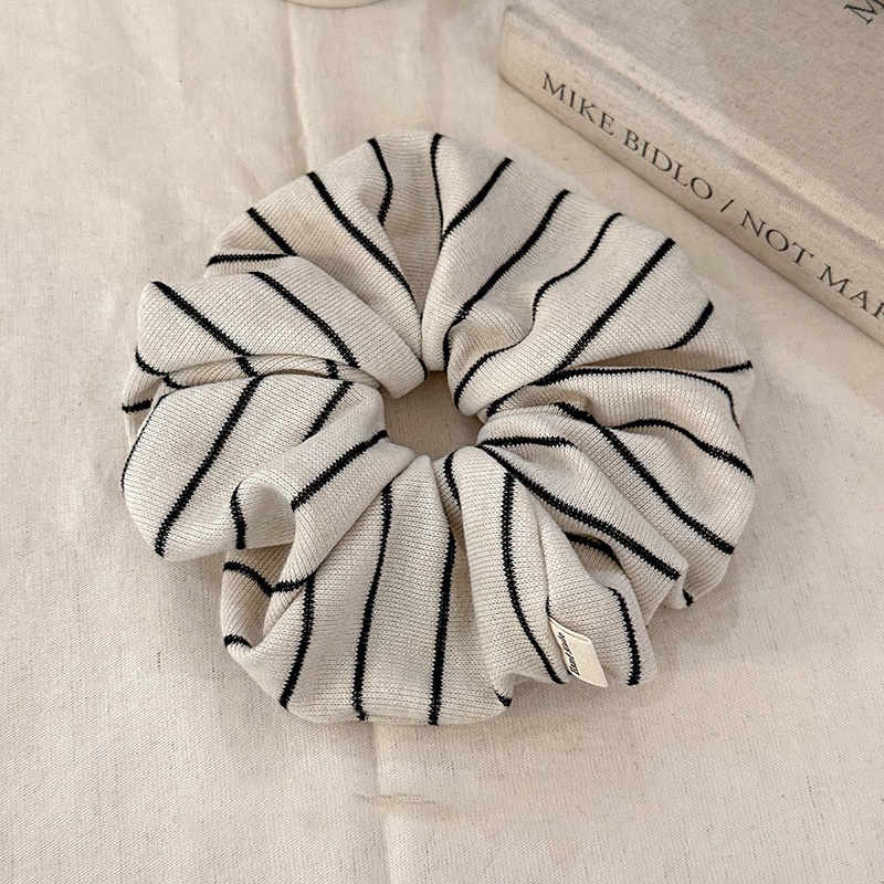 Women's Simple Striped Cloth Hair Tie, High Elasticity Ponytail Holder