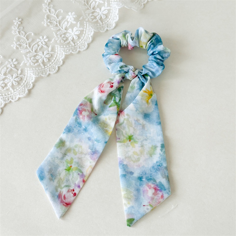 Women's Summer Oil Painting Printed Cloth Hair Ties Elastic Vacation Scrunchies
