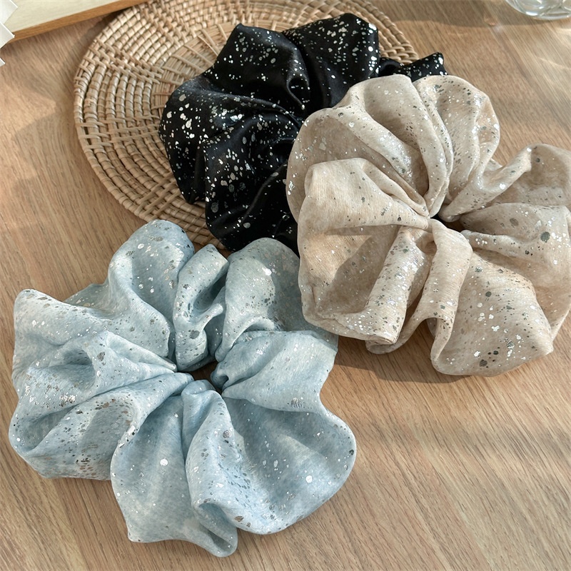 Women's Shiny Elastic Fabric Headband Hair Tie Solid Blue Champagne Black