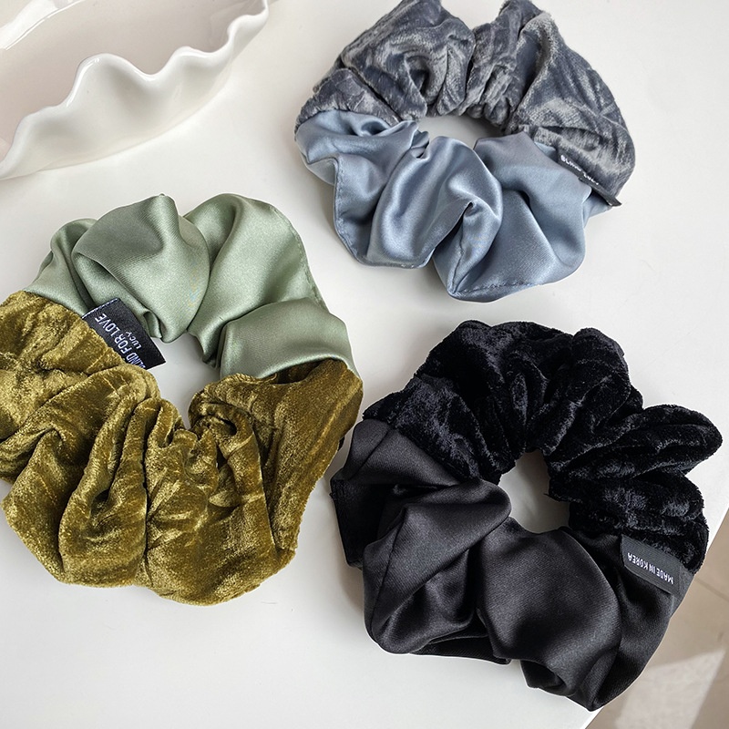 Women's Elegant Velvet Satin Hair Scrunchies Versatile French Print