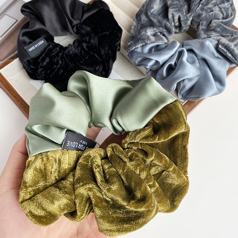 Women's Elegant Velvet Satin Hair Scrunchies Versatile French Print