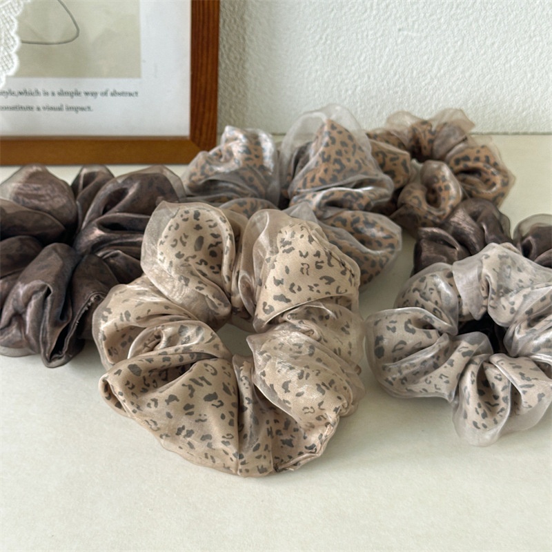 Women's Winter Soft Gauze Hair Tie Accessories Retro Leopard Print