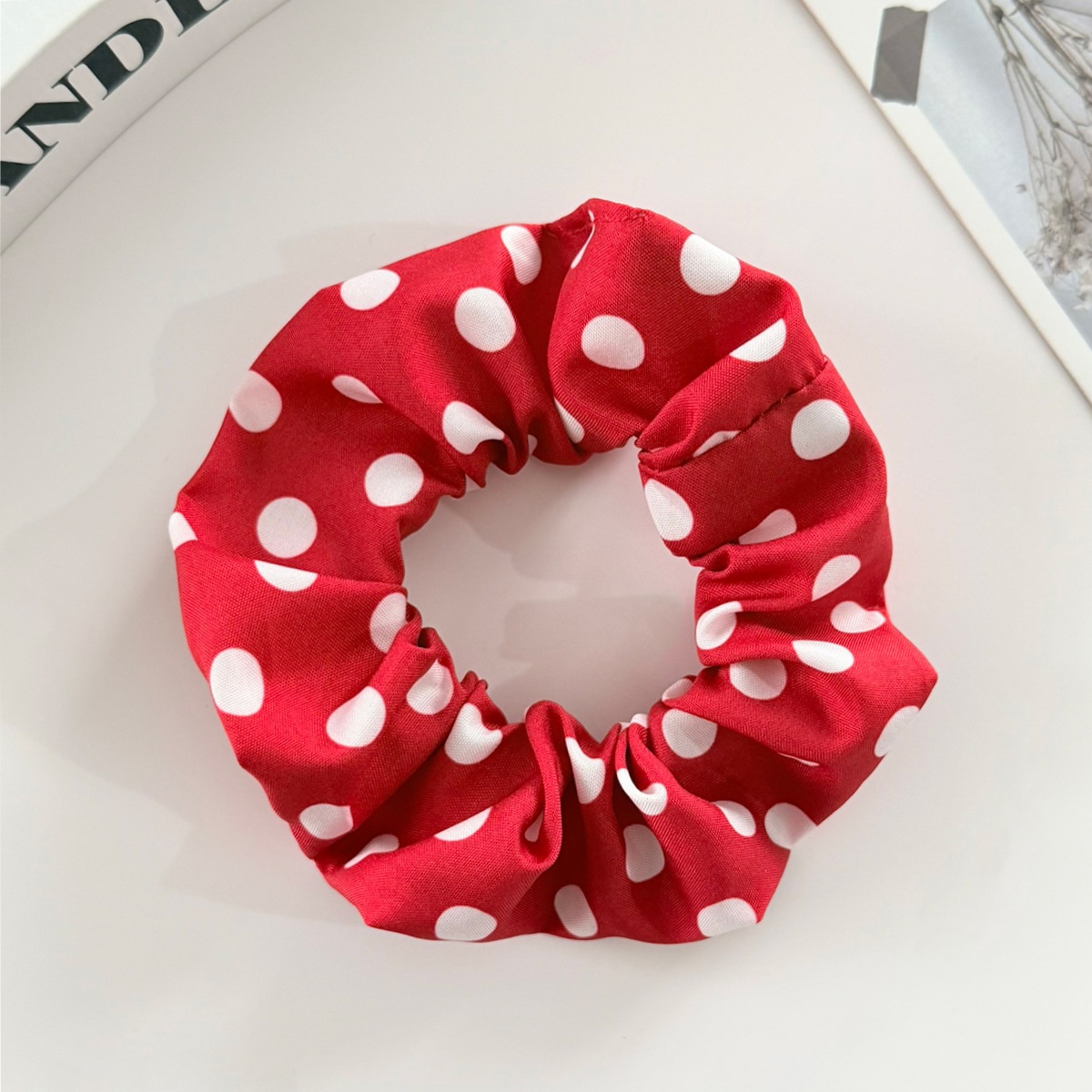 Women's All-Season High Elastic Fabric Hair Tie Minimalist Polka Dots
