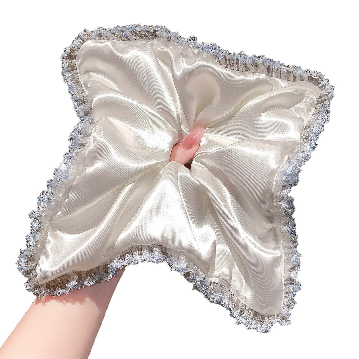 Women's Perfect Spring Satin Hair Tie Scrunchie White Ditsy Floral