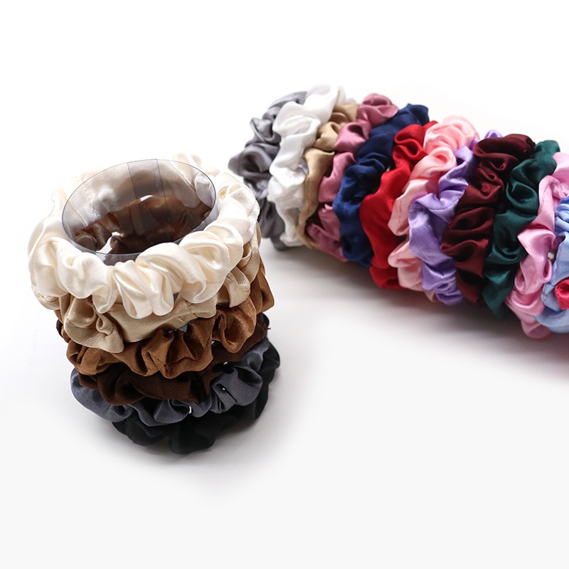 Women Versatile French Satin Hair Ties Daily Wear Solid Multi-Color