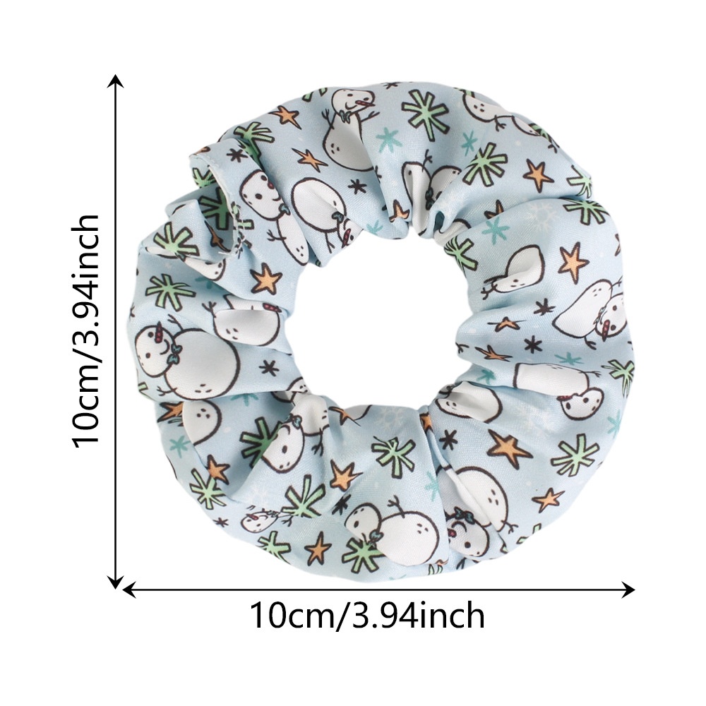 Women's Polyester Scrunchie Hair Tie For High Ponytail Christmas Floral Print
