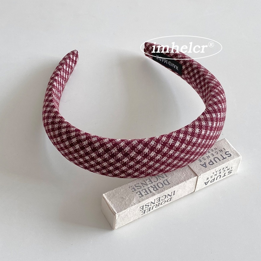 Women's Winter Woolen Hair Band New Year Accessory Red & White Plaid
