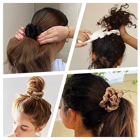 Women's Versatile Satin Hair Scrunchies Colorful Japanese Print