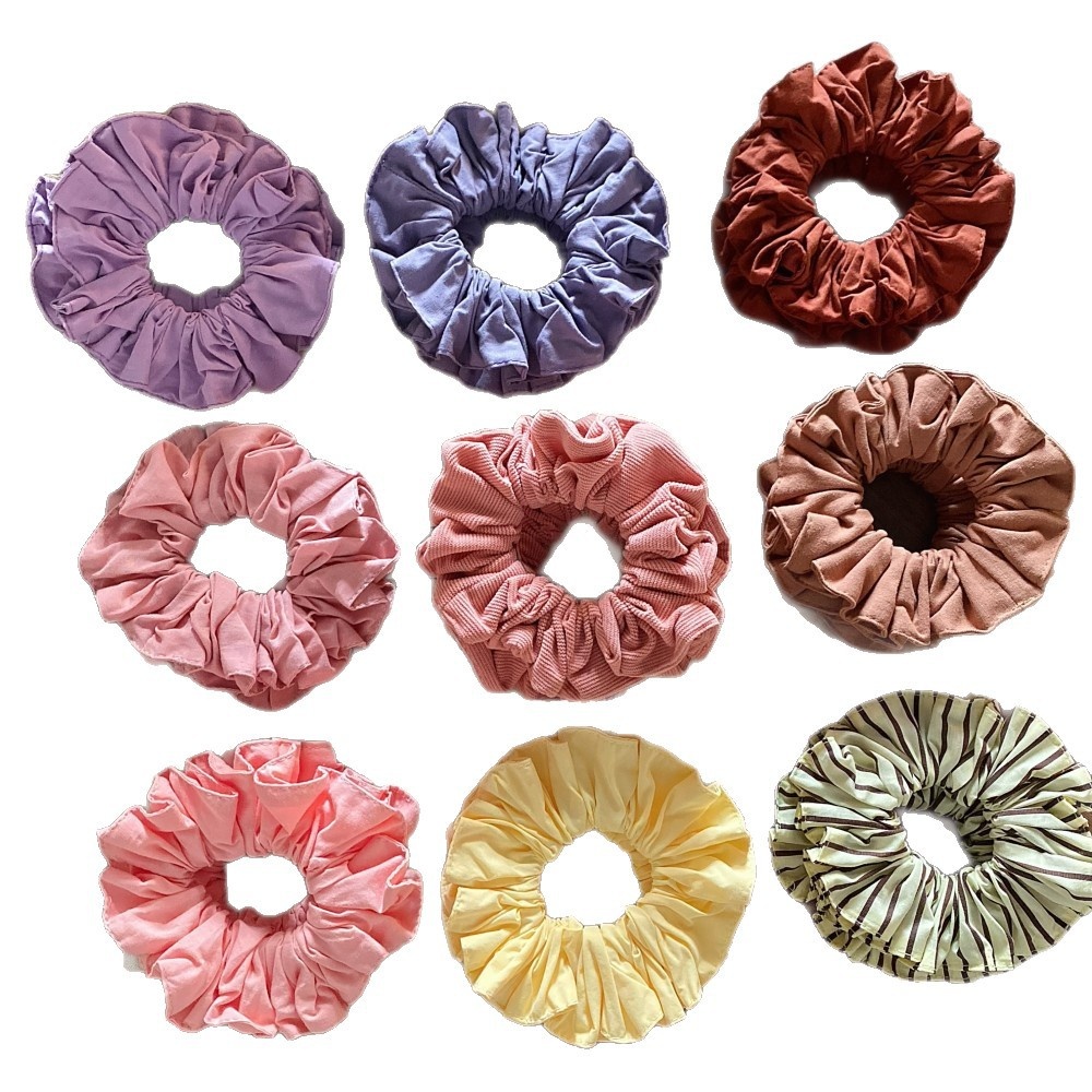 Women's Solid Blue Cloth Hair Tie, Simple Soft Fabric Scrunchie for Summer