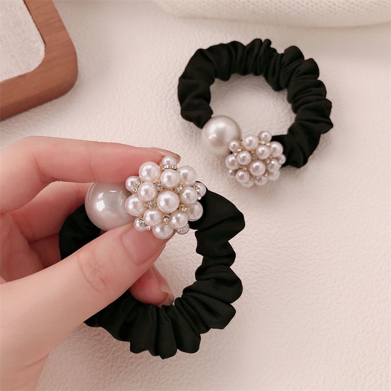Women's High Elasticity Pearl Hair Tie Durable Cloth Band All Seasons
