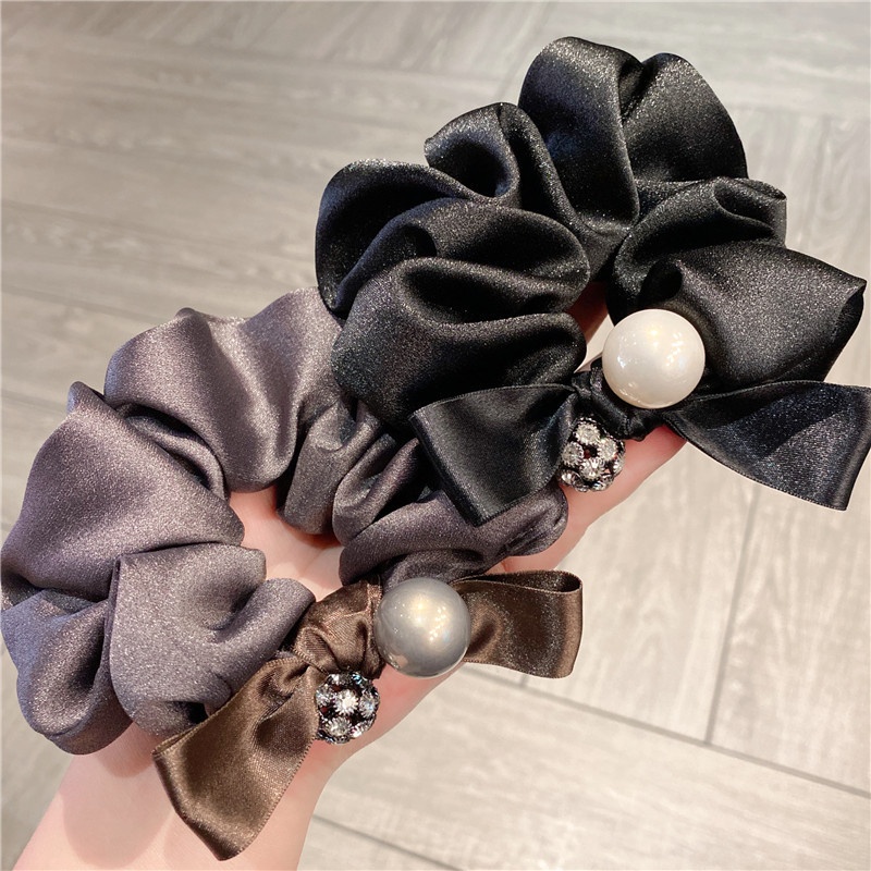 Women Vintage Crystal Headband Full Diamond Ball Fabric Bow Hair Tie