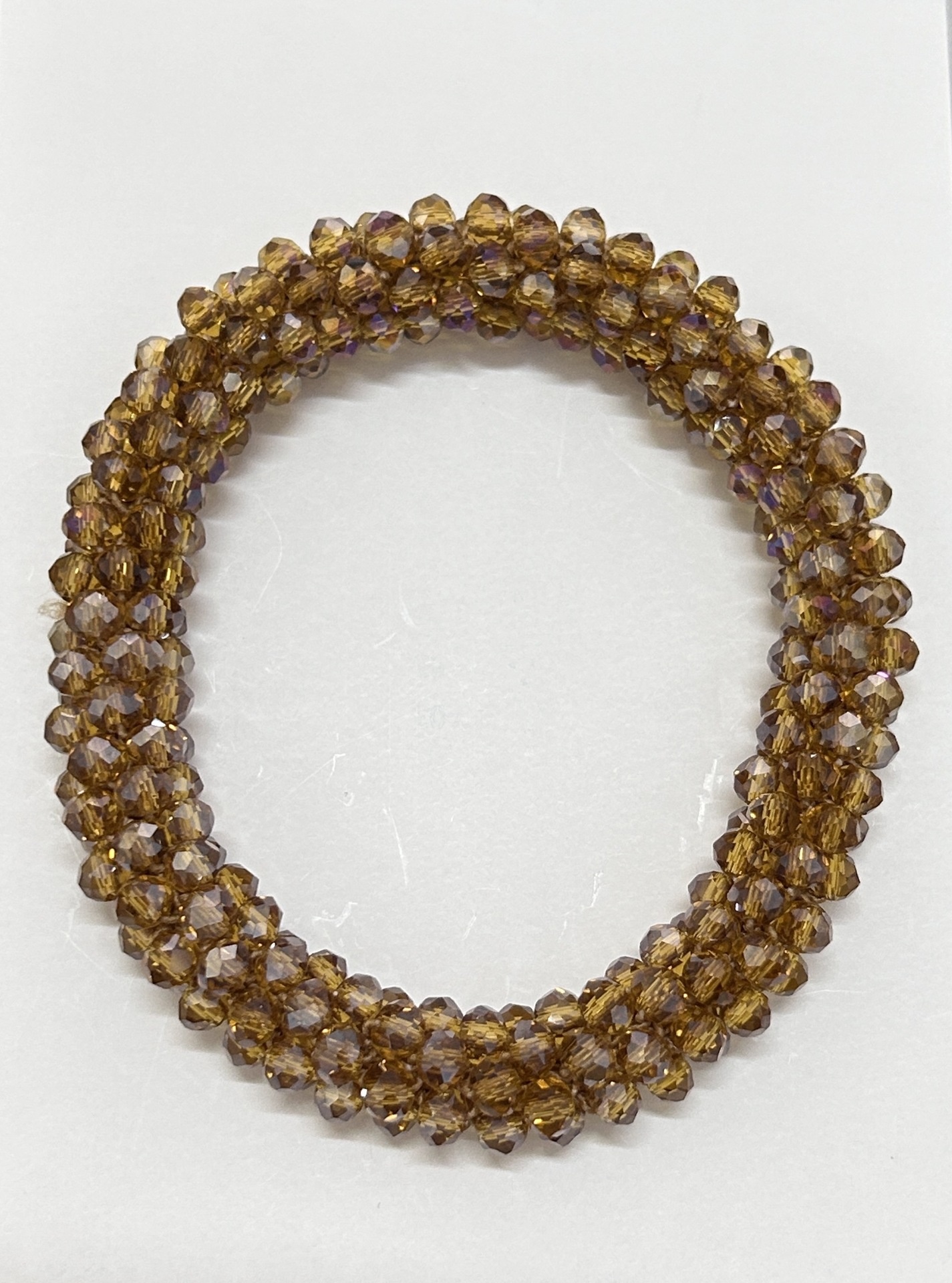 Women's Handmade Crystal Beaded Nylon Hair Ring Dual-Use Bracelet