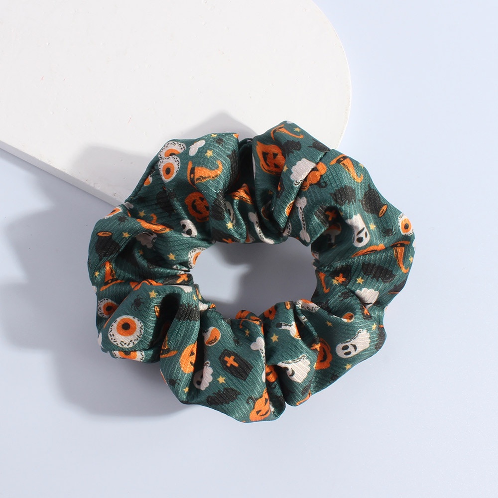 Women's Halloween Fabric Hair Ties Black Skeleton Head Dark Style